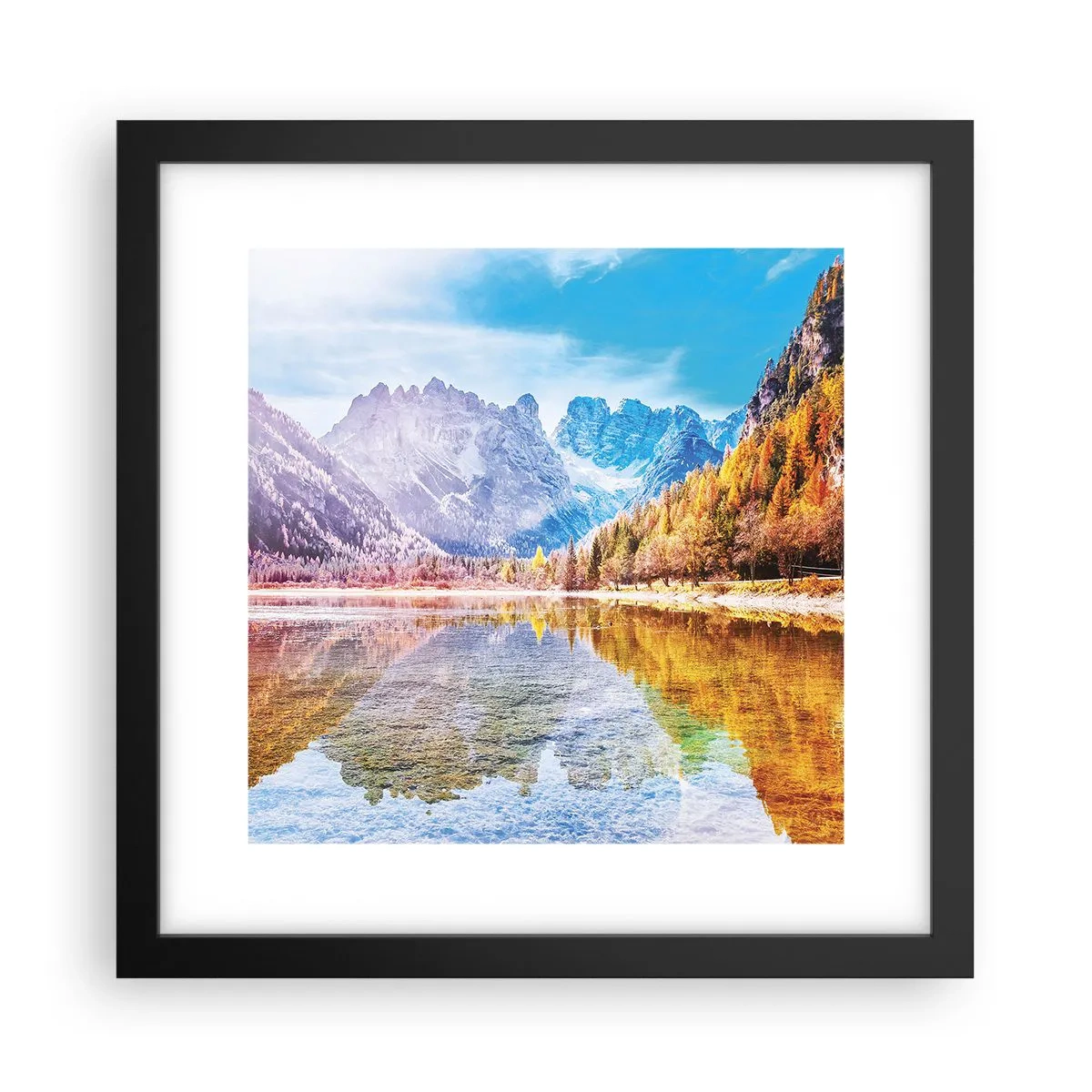Plakat w czarnej ramie - A w górach już jesień - 30x30 cm