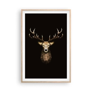 Plakat w ramie jasny dąb - Kubistyczny jeleń - 61x91 cm