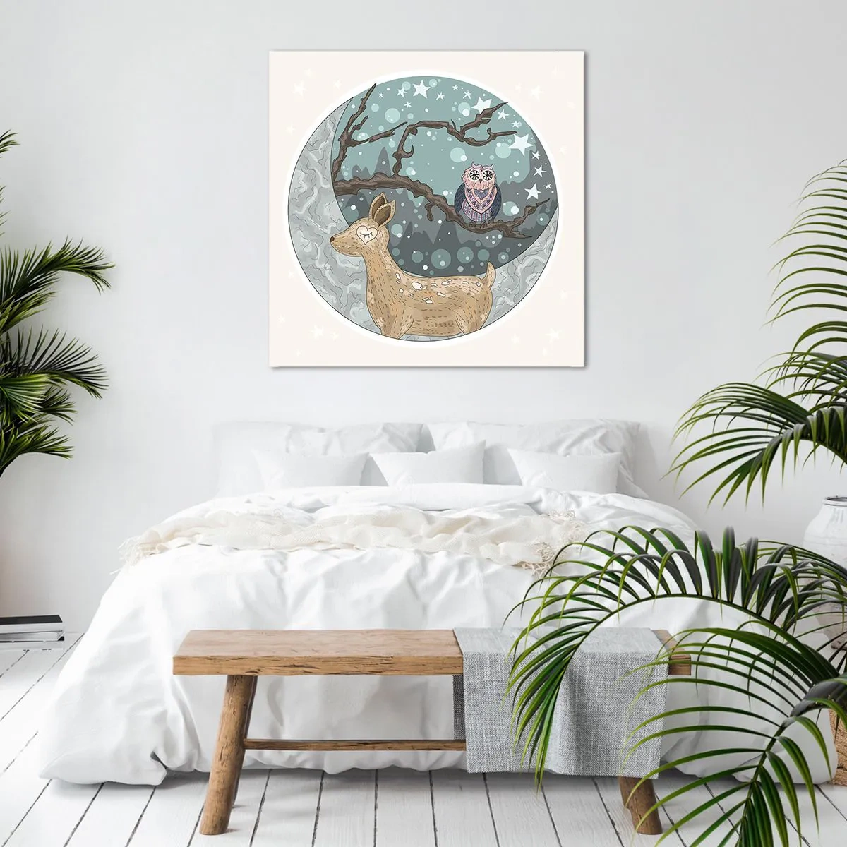 Obraz na płótnie - Bajkowa, leśna noc - 70x70 cm