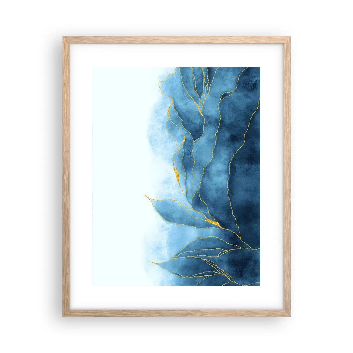 Plakat w ramie jasny dąb - Błękit w złocie - 40x50 cm