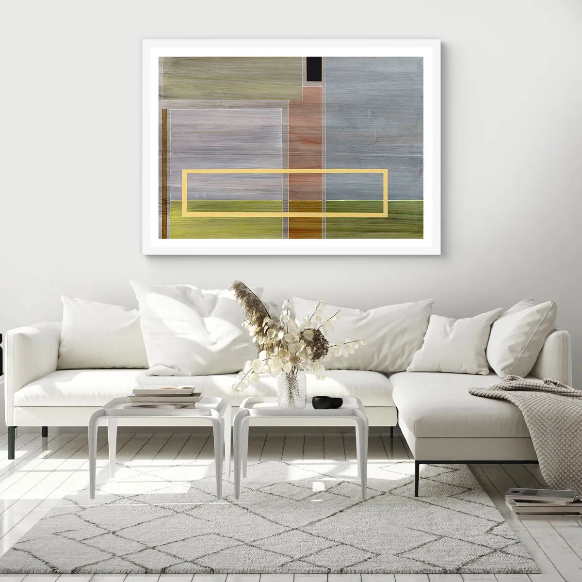 Plakat w białej ramie - Prosto i spokojnie - 70x50 cm
