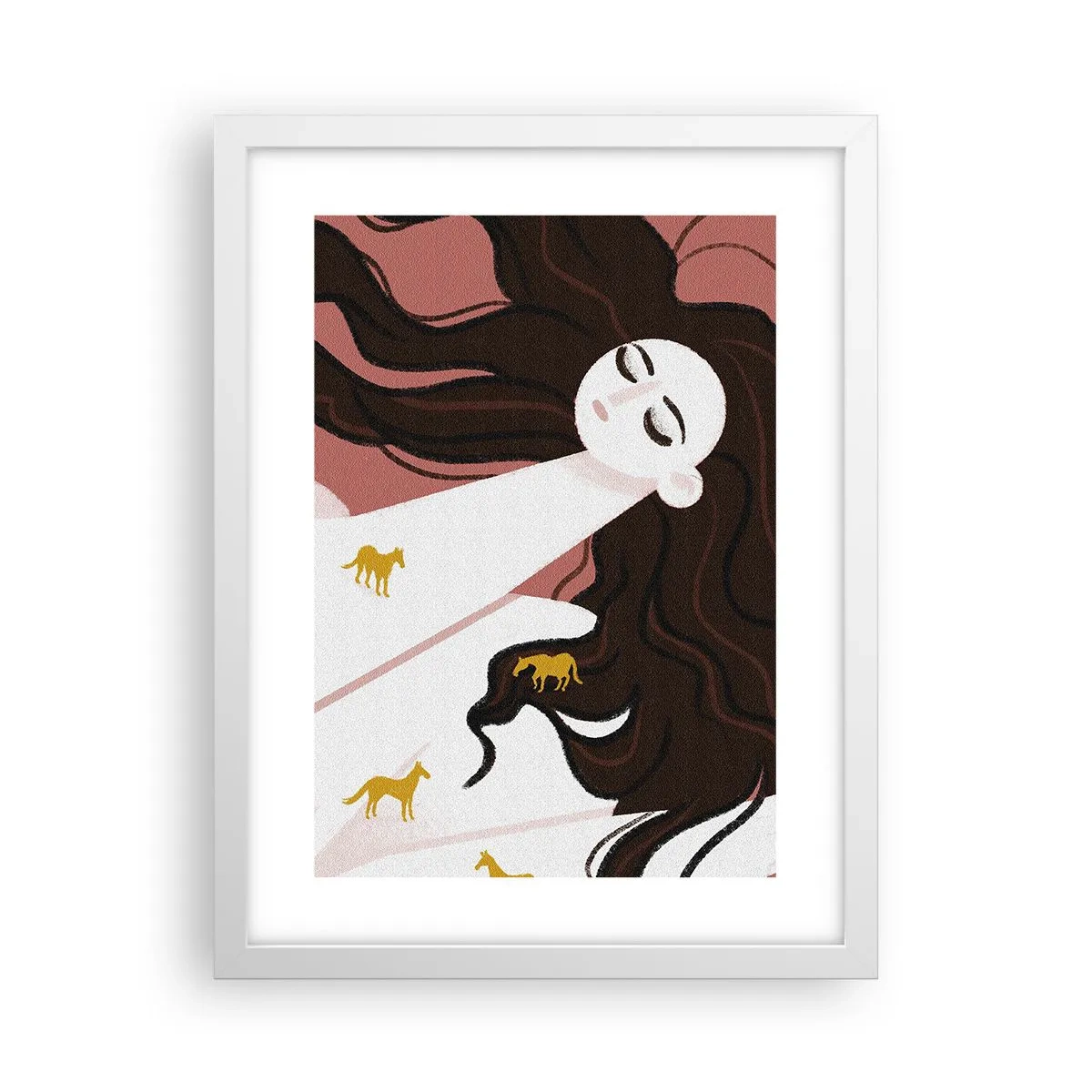 Plakat w białej ramie - Sen o złotym koniu - 30x40 cm