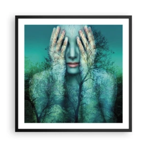 Plakat w czarnej ramie - Zanurzona w błękicie - 60x60 cm