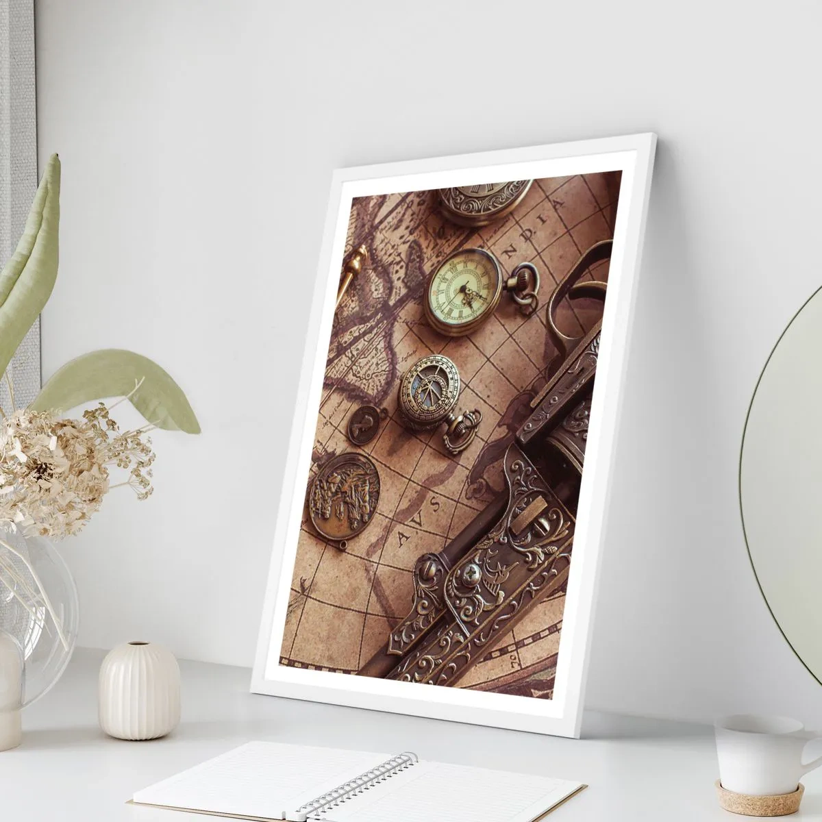 Plakat w białej ramie - Przygoda wzywa - 40x50 cm