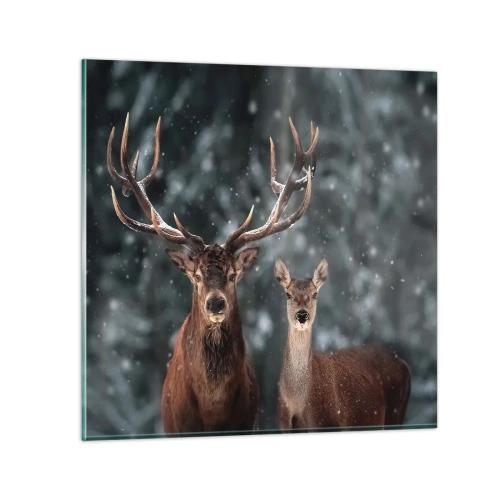 Obraz na szkle - Pan lasu z małżonką - 70x70 cm