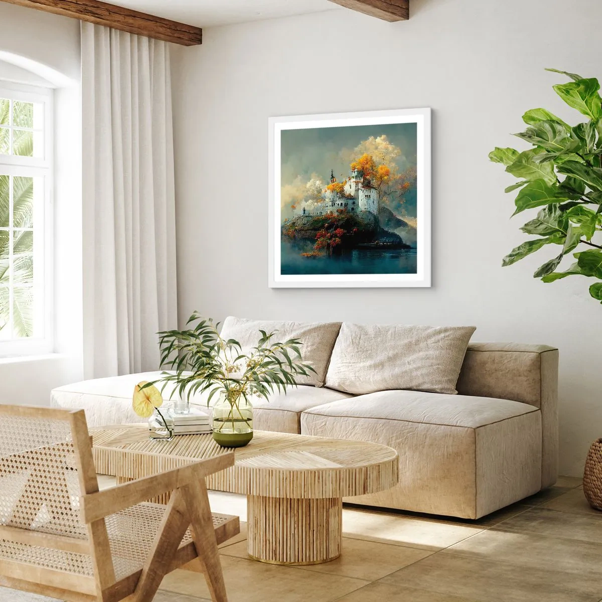 Plakat w białej ramie - Początek romantycznej opowieści - 60x60 cm