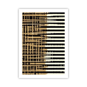 Plakat - Geometryczny wzór z liniami i ciepłymi barwami - 50x70cm - Architektoniczna abstrakcja - Nowoczesna dekoracja ścienna do salonu, kuchni i sypialni ARTTOR