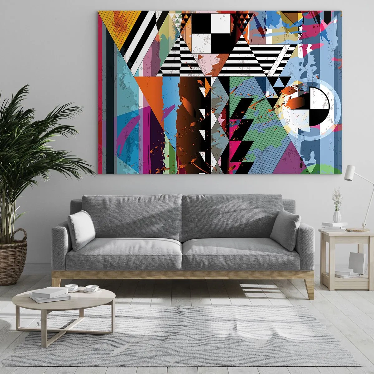 Obraz na szkle - Geometryczna abstrakcja z różnorodnymi kształtami i kolorami - 120x80cm - Geometrycznie i organicznie - Nowoczesna dekoracja ścienna do salonu, kuchni i sypialni ARTTOR