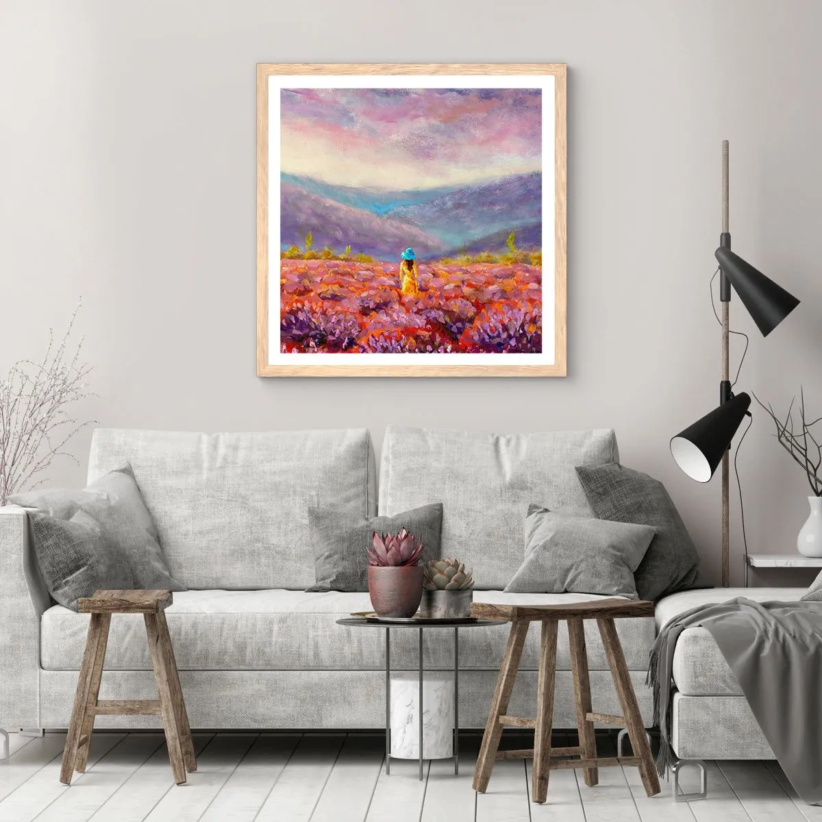 Plakat w ramie jasny dąb - W lawendowym świecie - 50x50 cm
