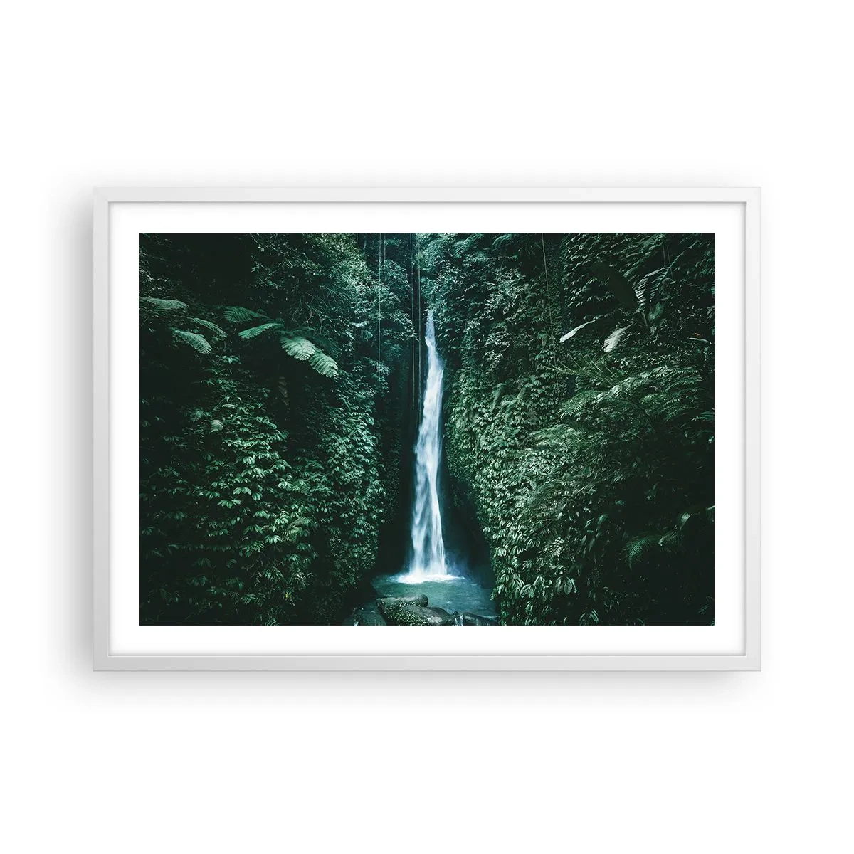 Plakat w białej ramie - Tropikalny zdrój - 70x50 cm