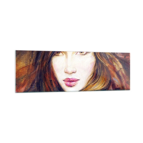 Obraz na szkle - Portret kobiety w malarskim stylu - 160x50cm - Grosik za twoje myśli - Nowoczesna dekoracja ścienna do salonu i sypialni ARTTOR