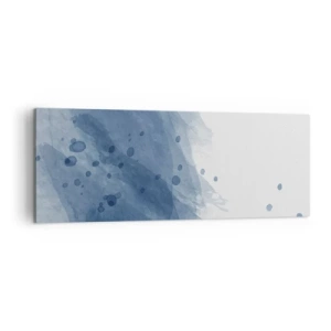 Obraz na płótnie - Abstrakcyjne plamy i smugi w odcieniach niebieskiego - 140x50cm - Niebieski tiul - Nowoczesna dekoracja ścienna do salonu i sypialni ARTTOR