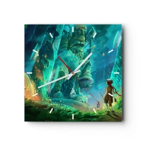 Zegar ścienny - Magiczny las z postacią odkrywcy - 30x30cm - Z wielkiej Księgi Baśni - Nowoczesna dekoracja ścienna do salonu i sypialni ARTTOR