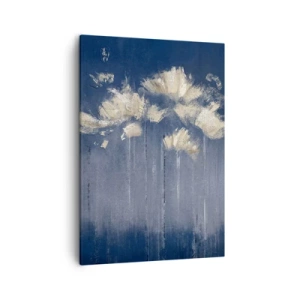 Obraz na płótnie - Złote płatki na granatowym tle - 50x70cm - Jak płatki na wietrze - Nowoczesna dekoracja ścienna do salonu, kuchni i sypialni ARTTOR