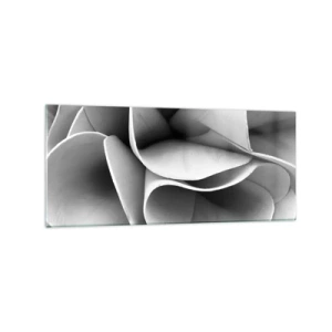 Obraz na szkle - Czarno-białe detale abstrakcyjnych form - 120x50cm - Dzieje się w przestrzeni - Nowoczesna dekoracja ścienna do salonu i sypialni ARTTOR