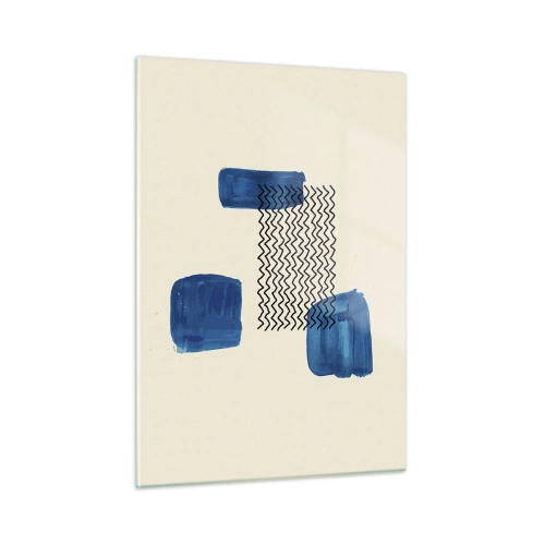 Obraz na szkle - Nowoczesna abstrakcja z niebieskimi akcentami - 50x70cm - Abstrakcyjny kwartet - Nowoczesna dekoracja ścienna do salonu, kuchni i sypialni ARTTOR