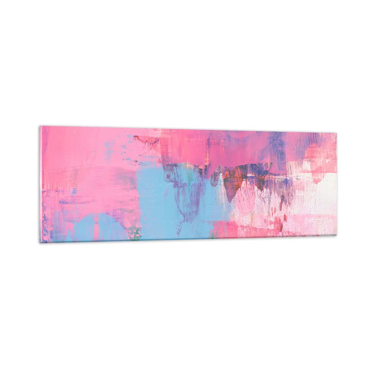 Obraz na szkle - Róż, błękit i szczypta światła - 90x30 cm