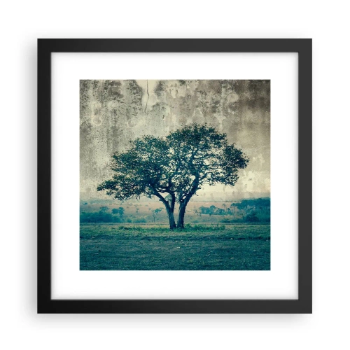 Plakat w czarnej ramie - Jabłoń na błękitnym błoniu? - 30x30 cm