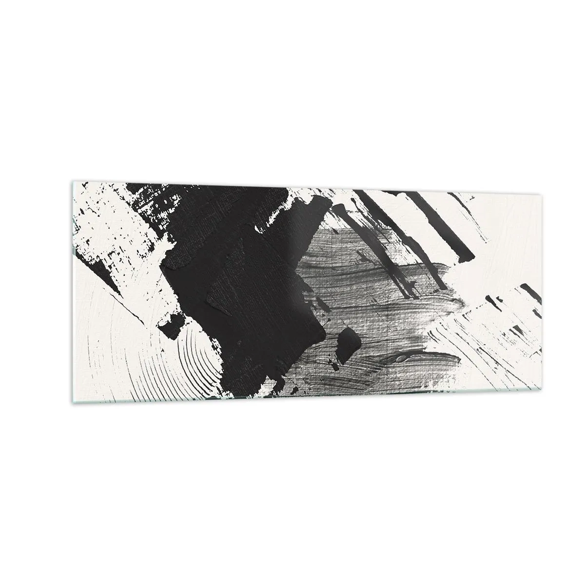Obraz na szkle - Abstrakcja – ekspresja czerni - 100x40 cm