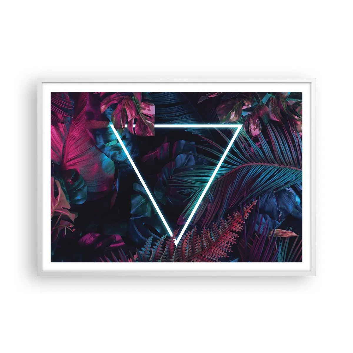 Plakat w białej ramie - Ogród w stylu disco - 100x70 cm