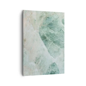 Obraz na płótnie - Zielony marmurowy wzór o subtelnych, naturalnych przejściach barw - 50x70cm - Szlachetny chłód kamienia - Nowoczesna dekoracja ścienna do salonu, kuchni i sypialni ARTTOR