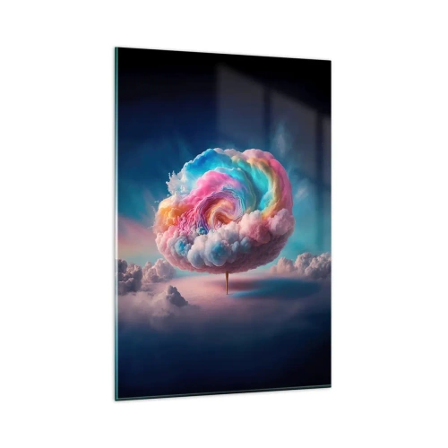 Obraz na szkle - Chmura w kształcie spirali w pastelowych barwach na niebie - 80x120cm - Sen o wesołym miasteczku - Nowoczesna dekoracja ścienna do salonu i sypialni ARTTOR