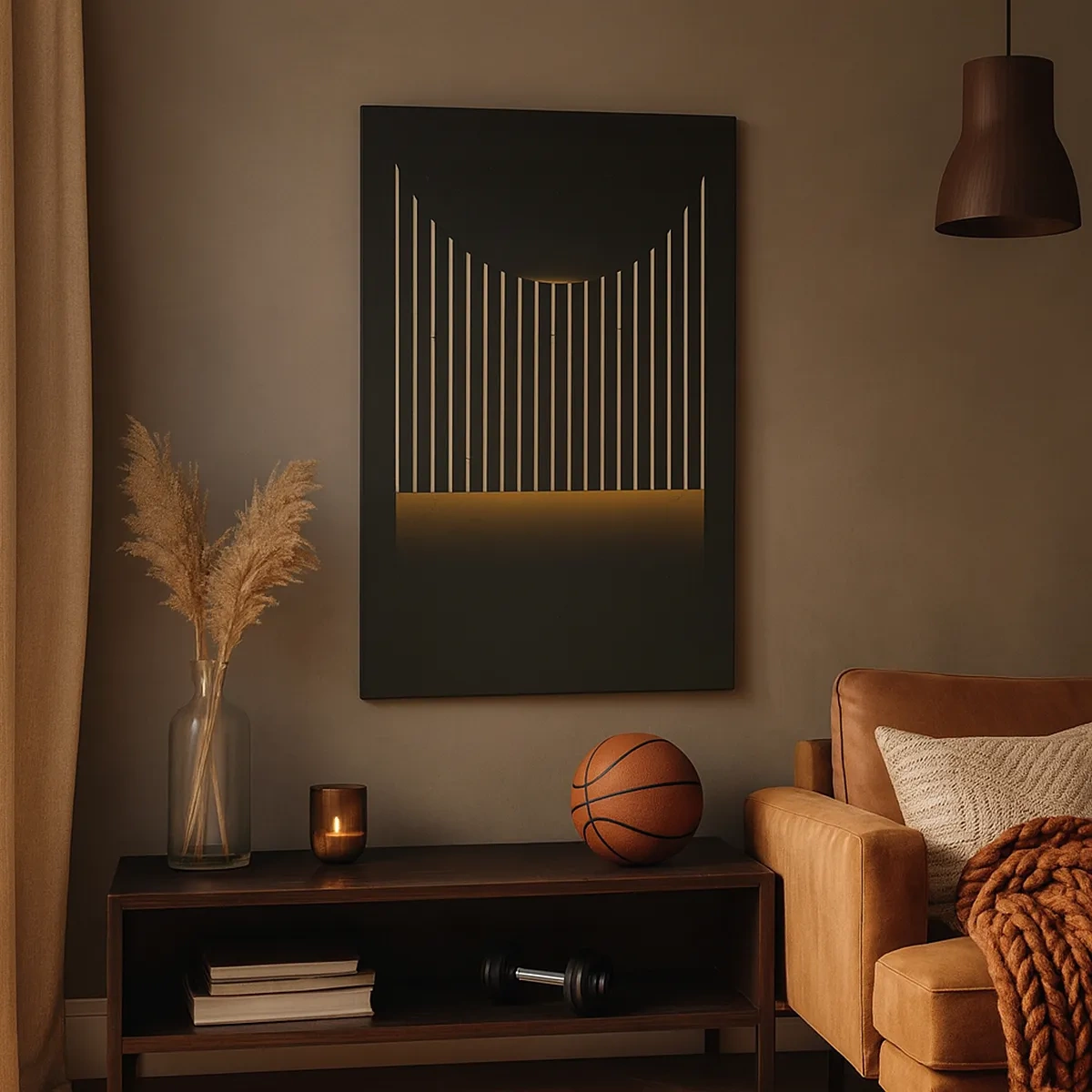 Obraz na płótnie - Minimalistyczna kompozycja geometryczna w odcieniach złota i czerni - 50x70cm - Zbadać ciemność - Nowoczesna dekoracja ścienna do salonu, kuchni i sypialni ARTTOR