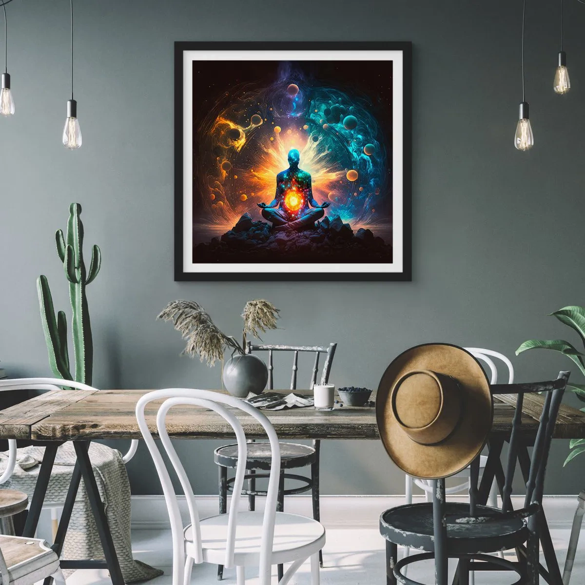 Plakat w czarnej ramie - Kosmiczny spokój - 50x50 cm