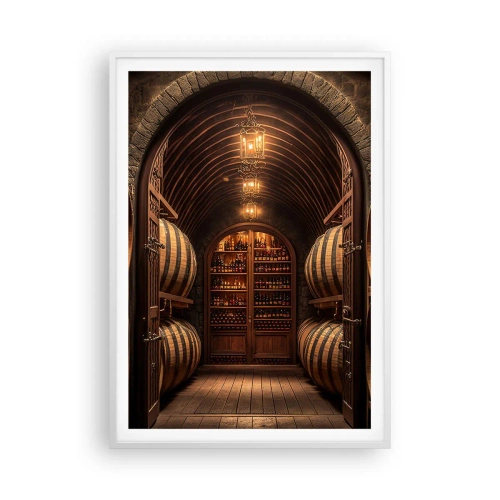 Plakat w białej ramie - Klimatyczna piwnica - 70x100 cm
