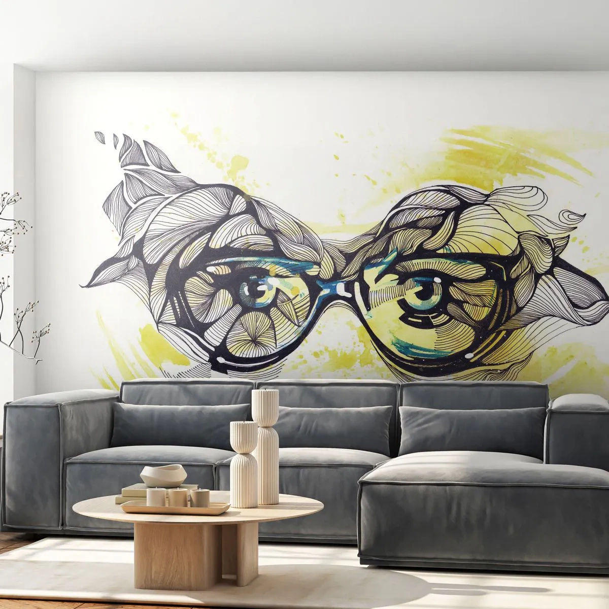 Fototapeta Premium Canvas - Przez błękitne okulary - Abstrakcja, Kobiece Okulary, Kobiece Oczy - 300x210 cm