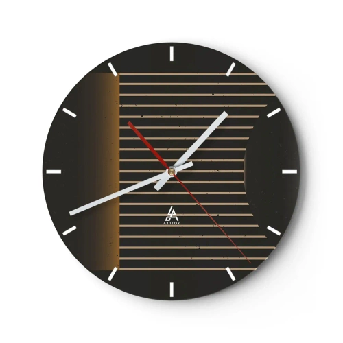 Zegar ścienny - Abstrakcyjna kompozycja z liniami na czarnym tle tworząca wrażenie głębi - 30x30cm - Zbadać ciemność - Nowoczesna dekoracja ścienna do salonu, kuchni i sypialni ARTTOR