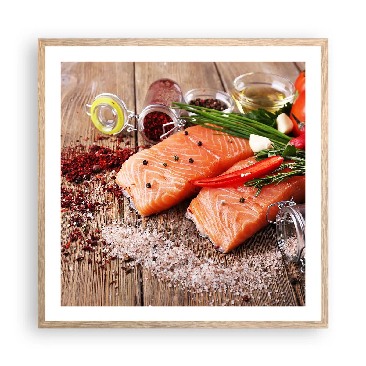 Plakat w ramie jasny dąb - Norweska przygoda w kuchni - 60x60 cm