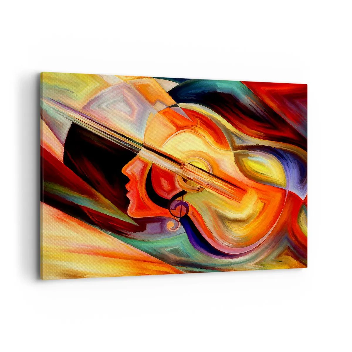 Obraz na płótnie - Kolorowa abstrakcja inspirowana muzyką i gitarą - 100x70cm - Wszystko gra - Nowoczesna dekoracja ścienna do salonu, kuchni i sypialni ARTTOR