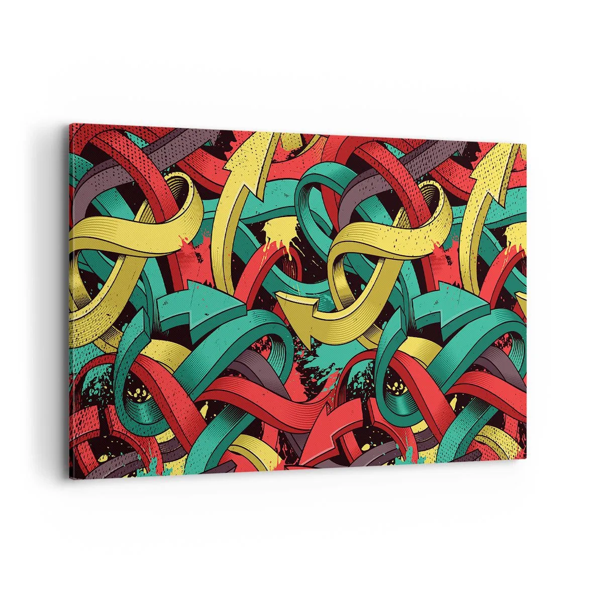 Obraz na płótnie - Abstrakcyjne strzałki w żywych kolorach tworzące chaos - 100x70cm - Którędy do celu? - Nowoczesna dekoracja ścienna do salonu, kuchni i sypialni ARTTOR