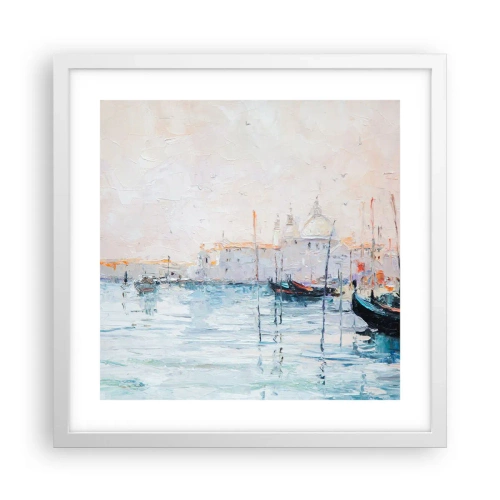 Plakat w białej ramie - Za wodą, za mgłą - 40x40 cm