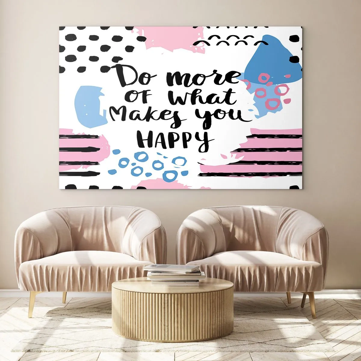 Obraz na szkle - Inspirujący napis na tle w pastelowych kolorach - 70x50cm - Jak być szczęśliwym - Nowoczesna dekoracja ścienna do salonu i sypialni ARTTOR