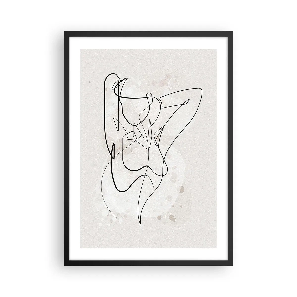 Plakat w czarnej ramie - Abstrakcyjna linia przedstawiająca sylwetkę kobiety - 50x70cm - Sztuka uwodzenia - Nowoczesna dekoracja ścienna do salonu i sypialni ARTTOR