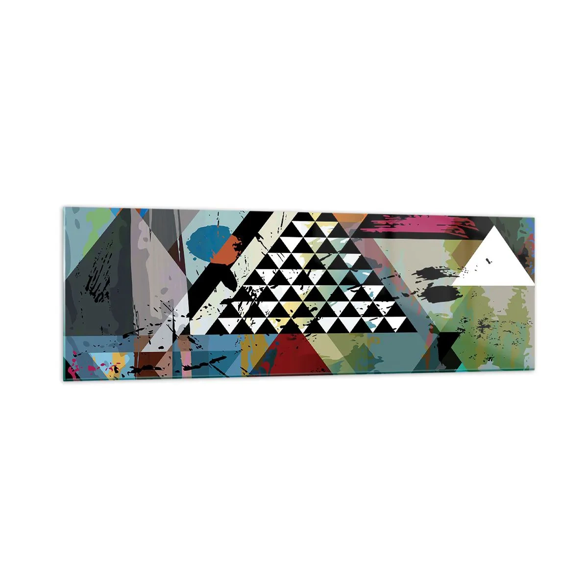Obraz na szkle - Abstrakcyjna kompozycja geometrycznych kształtów i barw - 160x50cm - Jakie to proste - Nowoczesna dekoracja ścienna do salonu i sypialni ARTTOR