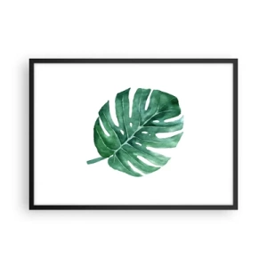Plakat w czarnej ramie - Zielony liść monstery w minimalistycznym stylu - 70x50cm - Zielony koncept - Nowoczesna dekoracja ścienna do salonu i sypialni ARTTOR