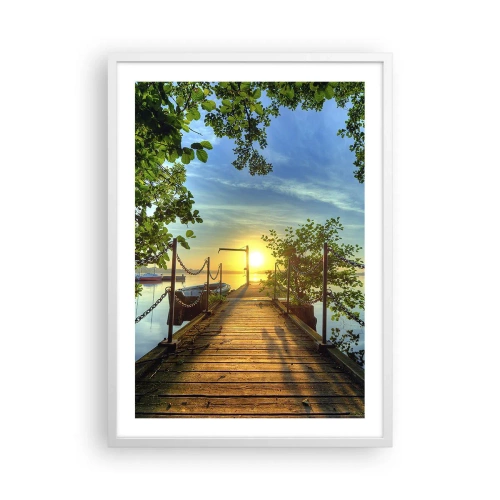 Plakat w białej ramie - Zachód nad wodą - 50x70 cm
