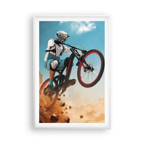 Plakat w białej ramie - Rowerowy demon szaleństwa - 61x91 cm