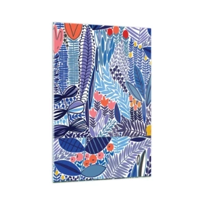 Obraz na szkle - Kolorowy motyw roślinny w nowoczesnym stylu graficznym - 70x100cm - Hawajski ogród - Nowoczesna dekoracja ścienna do salonu i sypialni ARTTOR