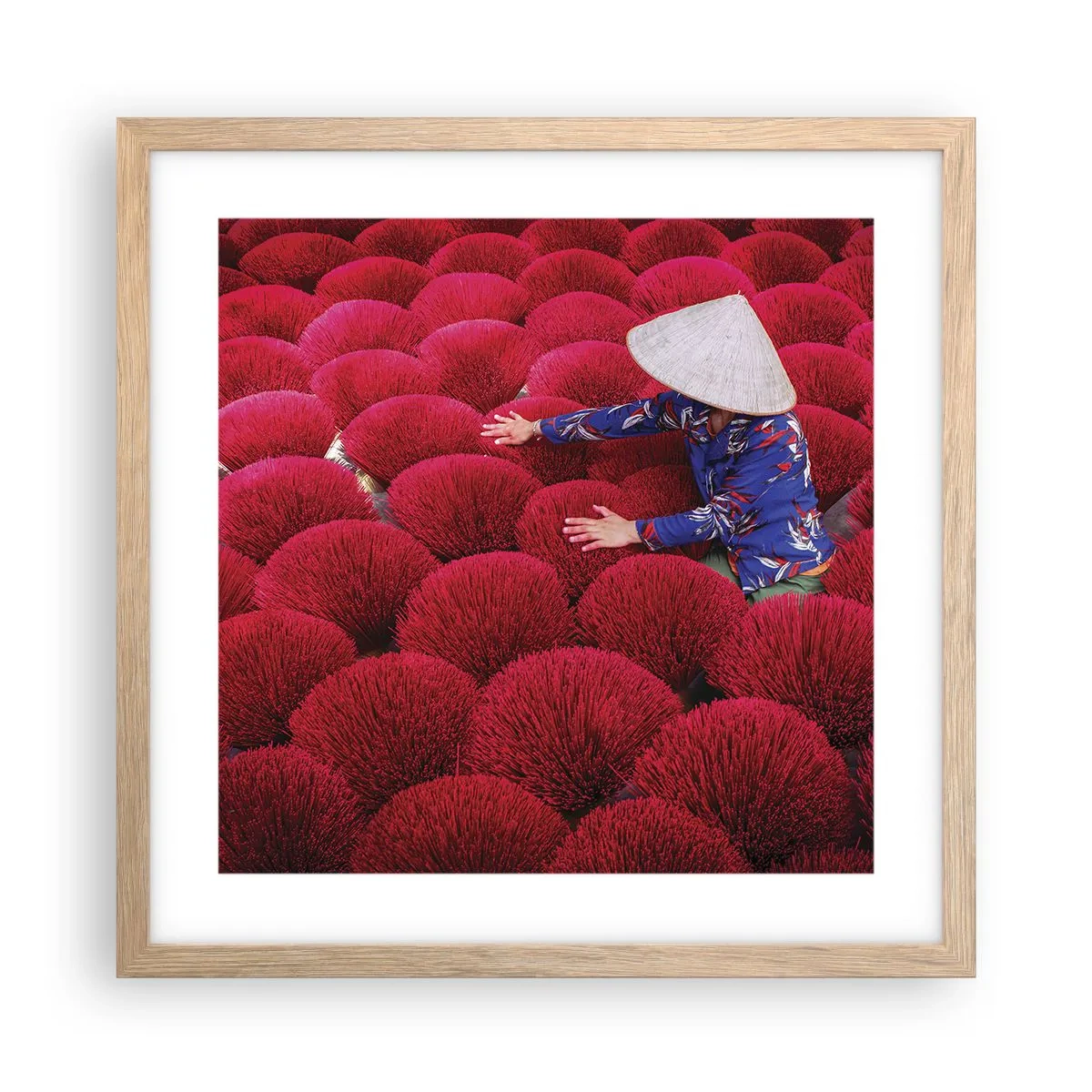 Plakat w ramie jasny dąb - Na ryżowym polu - 40x40 cm