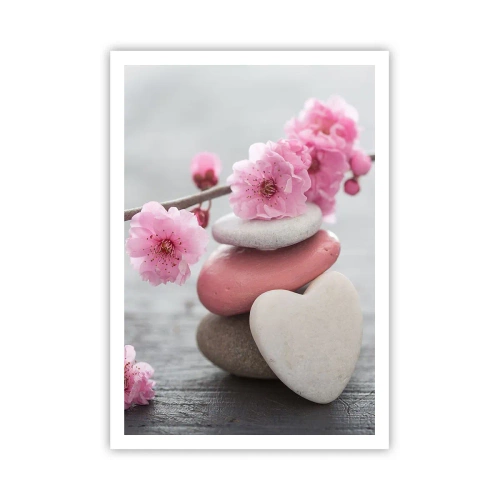 Plakat - Błogość z kwiatem wiśni - 70x100 cm