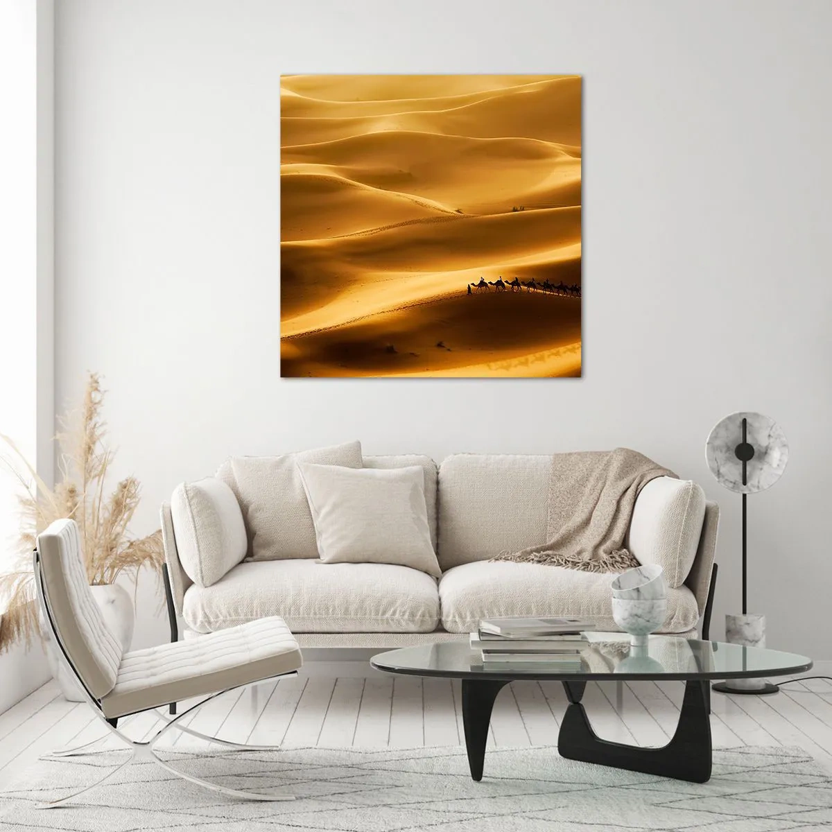 Obraz na szkle - Karawana na falach pustyni - 70x70 cm