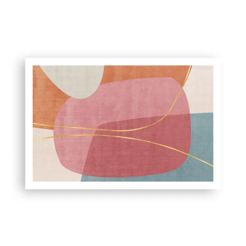 Plakat - Pastelowa kompozycja z nicią złota - 91x61 cm
