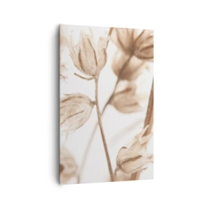 Obraz na płótnie - Delikatne wysuszone kwiaty w odcieniach beżu i brązu - 80x120cm - Dzwonią na koniec lata - Nowoczesna dekoracja ścienna do salonu i sypialni ARTTOR