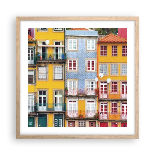 Plakat w ramie jasny dąb - Barwy starego miasta - 50x50 cm