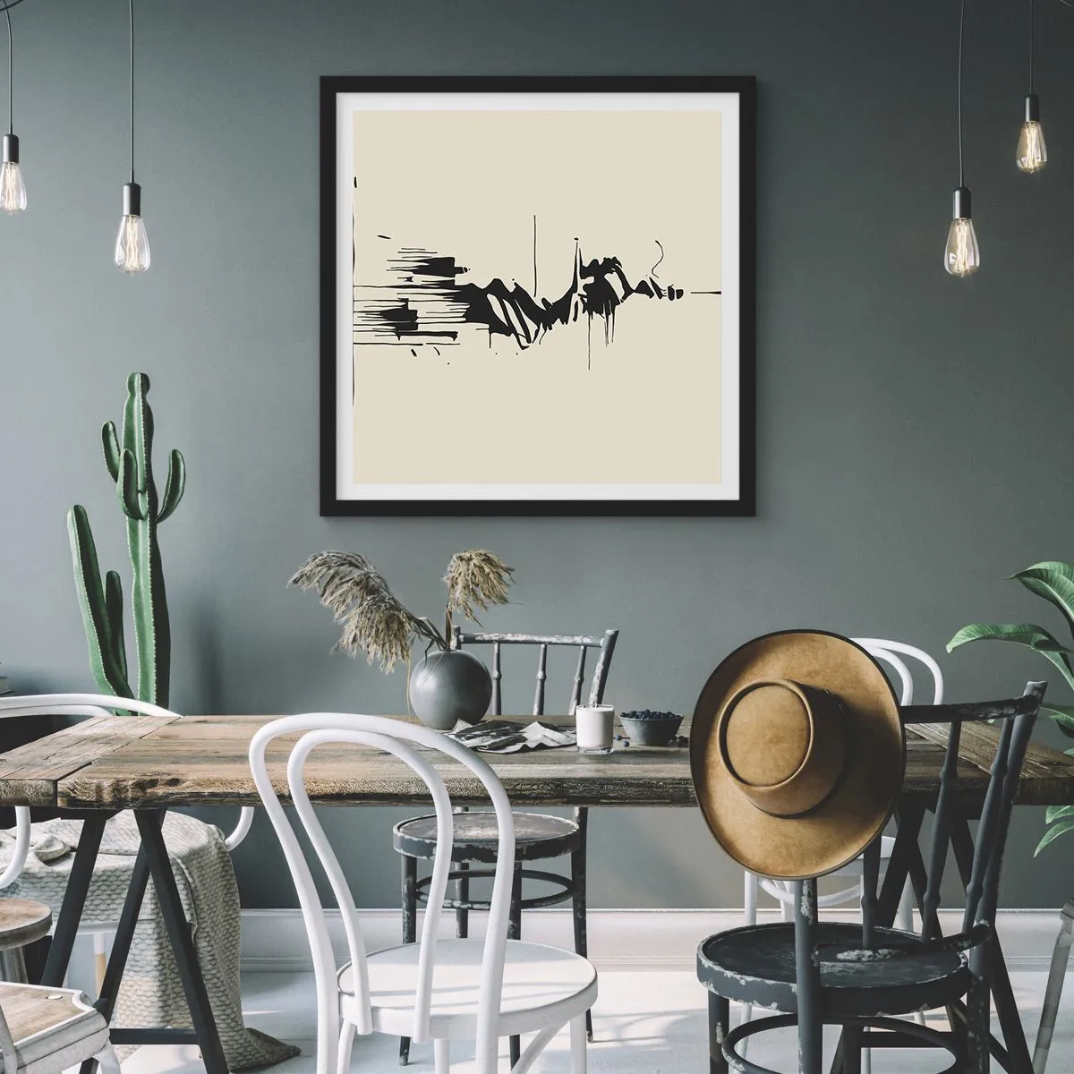 Plakat w czarnej ramie - Abstrakcja pośpieszna - 50x50 cm