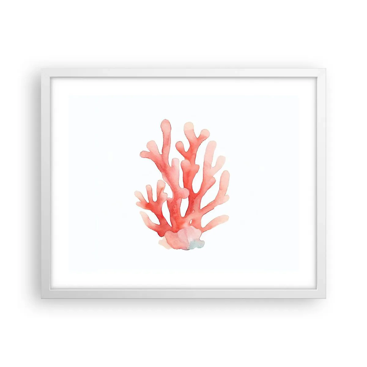 Plakat w białej ramie - Koral koloru koralowego - 50x40 cm